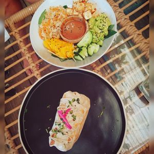 Breakfast burrito and....  thai bowl I think? 😅 at Biribá in Puerto Viejo De Talamanca