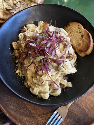Carbonara pasta  at Earthly Kitchen in San Jose