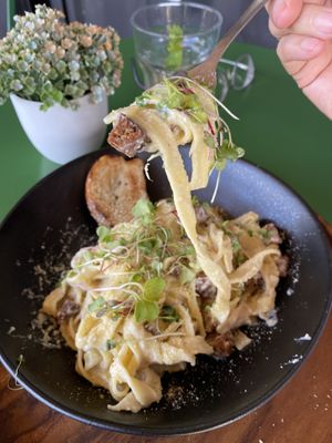 Pasta Carbonara   at Earthly Kitchen in San Jose