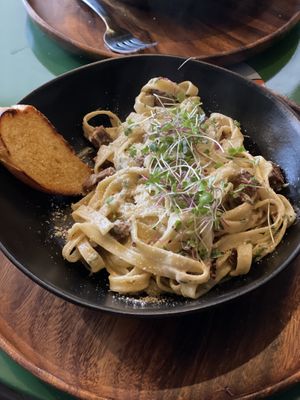 Pasta Carbonara  at Earthly Kitchen in San Jose