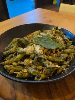 Pistacho pesto   at Earthly Kitchen in San Jose