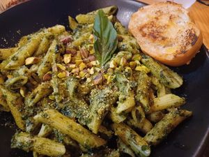 Pistachio Pasta at Earthly Kitchen in San Jose