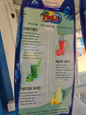 Menu at Mauchi Smoothies in Savaneta
