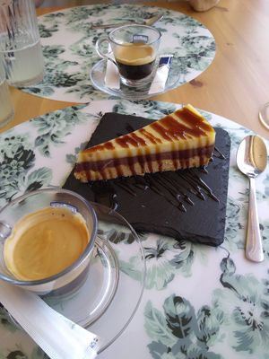 White and dark chocolate cake at Funghi in Albufeira