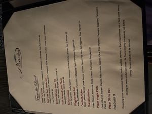 Menu  at Mirador in St Thomas