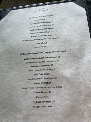 Menu  at Mirador in St Thomas