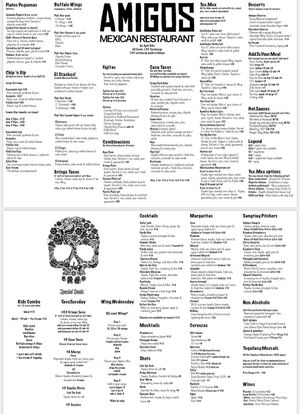 Menu  at Amigos in Shellharbour