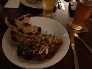 sweet patato, spinach and chickpeas curry at Trafalgar Tavern in South East London