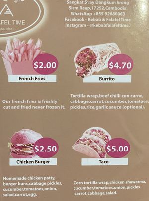 Menu 3 of 3  at Kebab & Falafel Time in Siem Reap