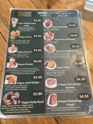 Vegan/veggie menu  at Kebab & Falafel Time in Siem Reap
