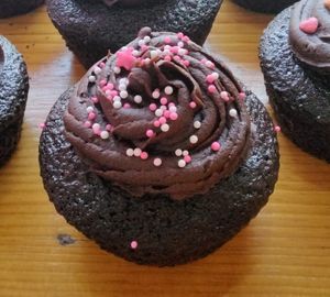 Vegan chocolate muffin with vegan ganache at GG's Coffee House and Bagels in Pokhara