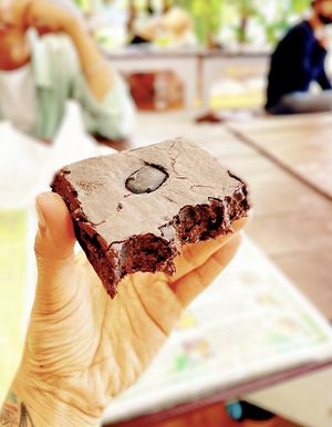 Most delicious, vegan brownie  at GG's Coffee House and Bagels in Pokhara