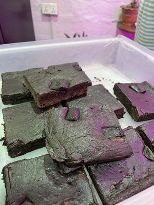 V brownies  at GG's Coffee House and Bagels in Pokhara