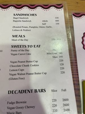 Labeled vegan on menu  at GG's Coffee House and Bagels in Pokhara