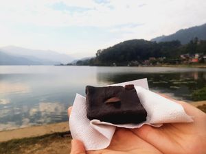 Brownie at GG's Coffee House and Bagels in Pokhara