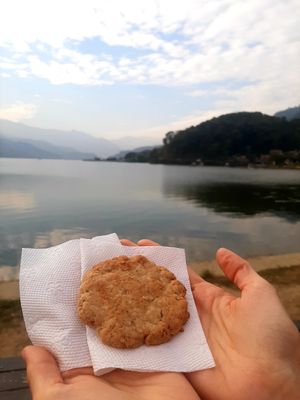 Coconut cookie at GG's Coffee House and Bagels in Pokhara