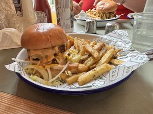Plant burger  at Honest Burgers in Manchester