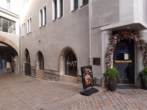 Entrance, up the alley at HATO in St Moritz