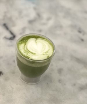 Matcha with almond milk  at Donkey Breakfast in Thessaloniki