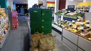 View towards fresh produce at Veganz - Prenzlauer Berg in Berlin