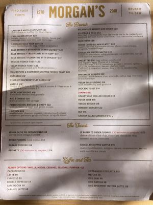 Brunch menu   at Morgan's in Miami