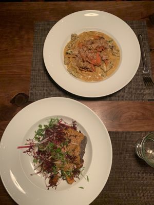 Mole Amarillo and the carrot Cavatappi at Campo in Albuquerque