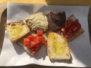 Antipasto di bruschette miste  at La Piazzetta in Bagnoregio