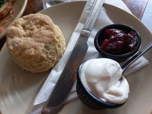 Scone with vegan cream and jam at T @ Hove in Hove