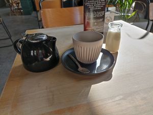 Tea with soya milk. at T @ Hove in Hove