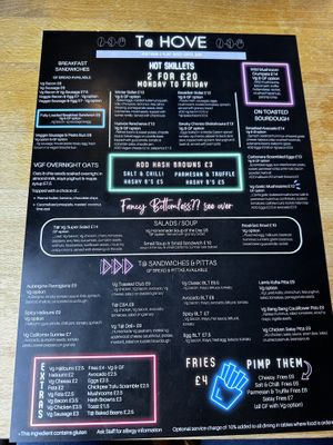 Menu choices   at T @ Hove in Hove