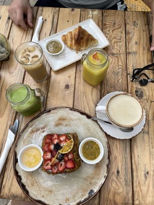 Vegan Pancakes & vegetarian croissant  at Fit-a-licious in Tulum