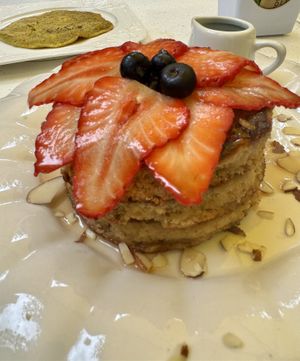 Vegan Red Kiss Pancakes   at Fit-a-licious in Tulum