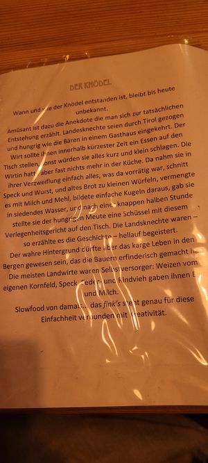  at Fink's Südtiroler Knödelküche Zürich in Zurich