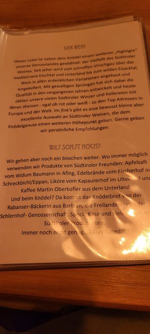  at Fink's Südtiroler Knödelküche Zürich in Zurich