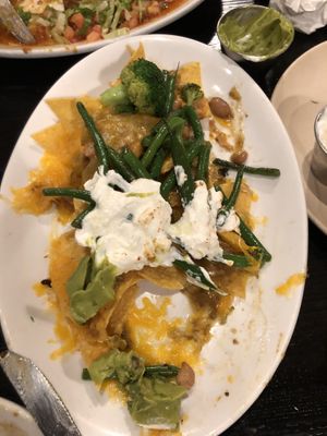 The remaining nachos with sautéed vegetables  at Verde Restaurant in Lihue