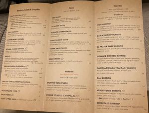 Verde menu at Verde Restaurant in Lihue