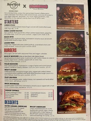 Vegan menu #Veganuary at Hard Rock Cafe in West London