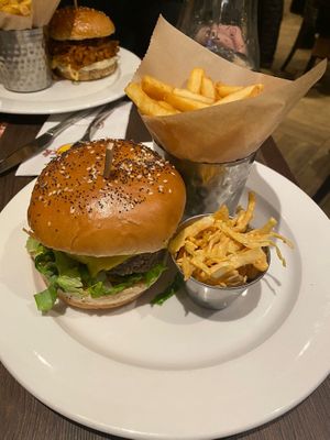 What's Ur Beef burger with fries and coleslaw #Veganuary at Hard Rock Cafe in West London