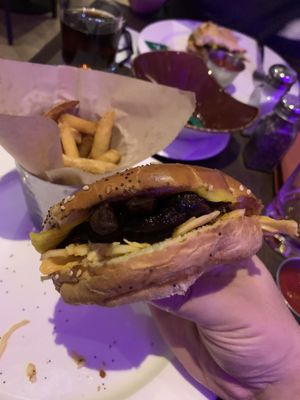 Rock ‘N’ Mooshies burger  at Hard Rock Cafe in West London