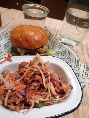 The Plant burger and vegan cole slaw at Honest Burgers - South Kensington in South West London