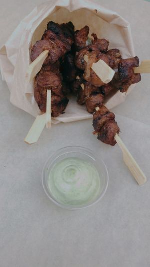 Roasted soy kebab, salmoriglio P-mayo at PLANTE Lab in Catania