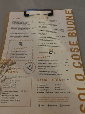 Menu  at PLANTE Lab in Catania