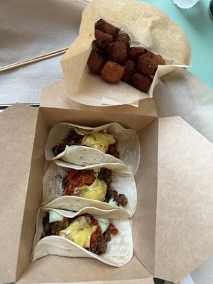 P-pops and Placos with vegan cheese added  at PLANTE Lab in Catania