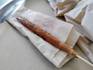 Pea protein skewer at PLANTE Lab in Catania