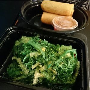 Seaweed salad & harumaki at Hibachi Express in Torrington