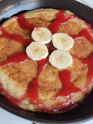 Vegan banana pancake at Seawiches Lounge Bar in Roatan