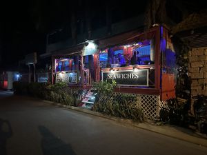 Night view  at Seawiches Lounge Bar in Roatan