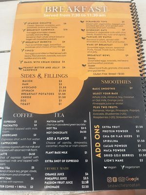 Vegan dishes clearly marked  at Seawiches Lounge Bar in Roatan