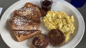 vegan french toast combo  at Biscuits Cafe in Canby