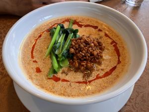 Tan-tan noodles with Soy Milk - This time they used soy meat instead of beans as a topping! at Rontanshuka in Ninohe